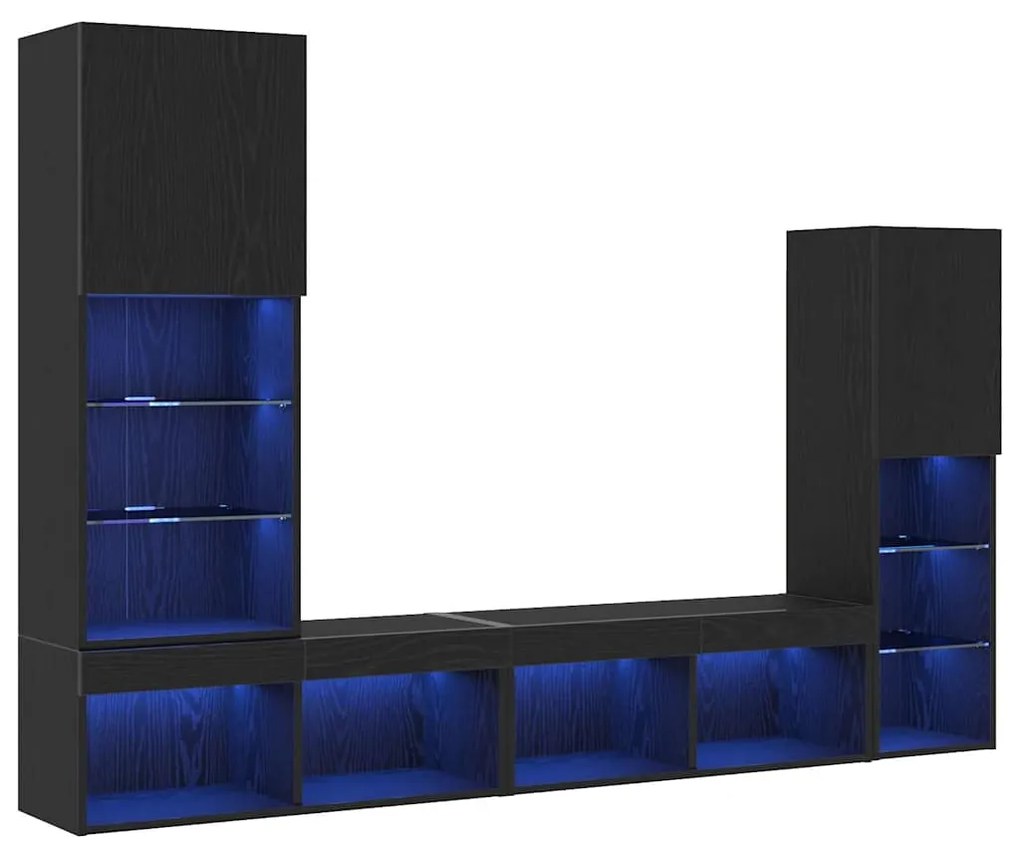 vidaXL Ντουλάπι TV 4 pcs Μαύρη δρυς 40.5 x 30 x 102 εκ.