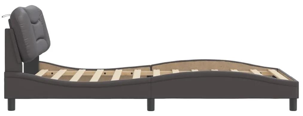 Πλαίσιο Κρεβατιού με Κεφαλάρι Γκρι 100x200 εκ. Συνθετικό Δέρμα - Γκρι