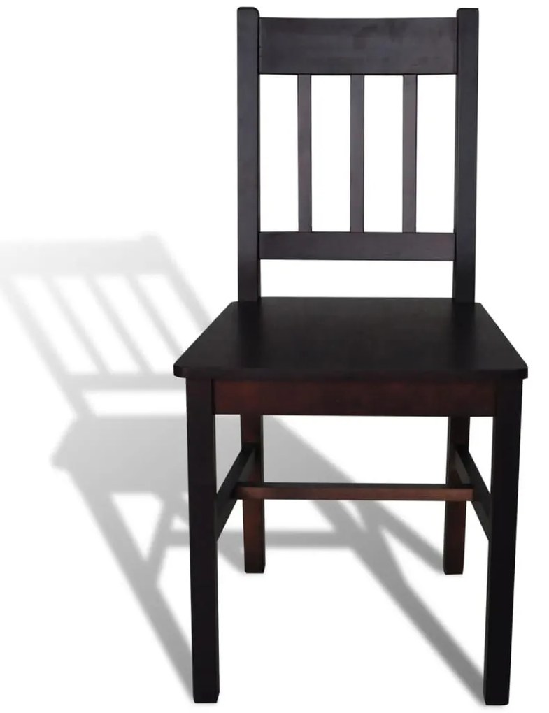 Καρέκλες Τραπεζαρίας 6 τεμ. Σκούρο Καφέ από Ξύλο Πεύκου - Καφέ
