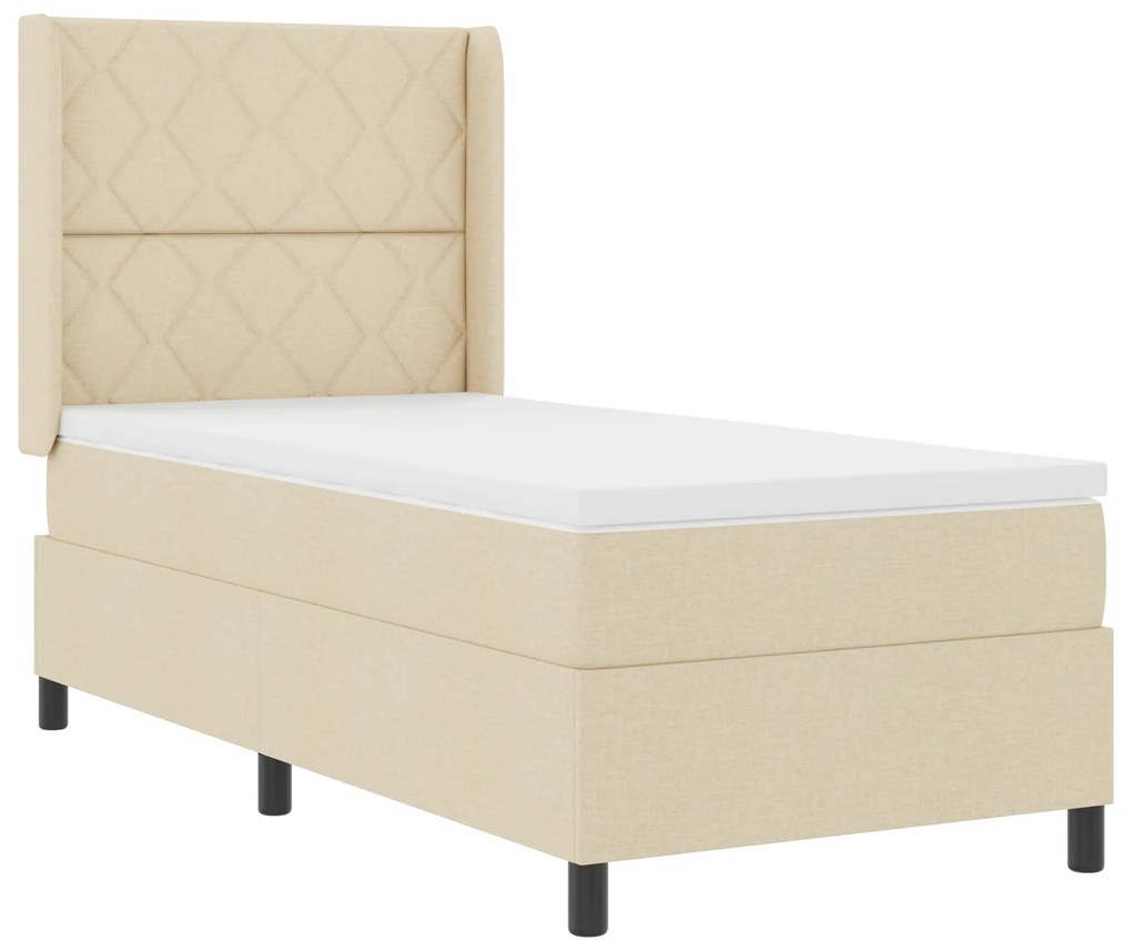 vidaXL Κρεβάτι με Στρώμα Κρέμ 90x200 cm Υφάσματος