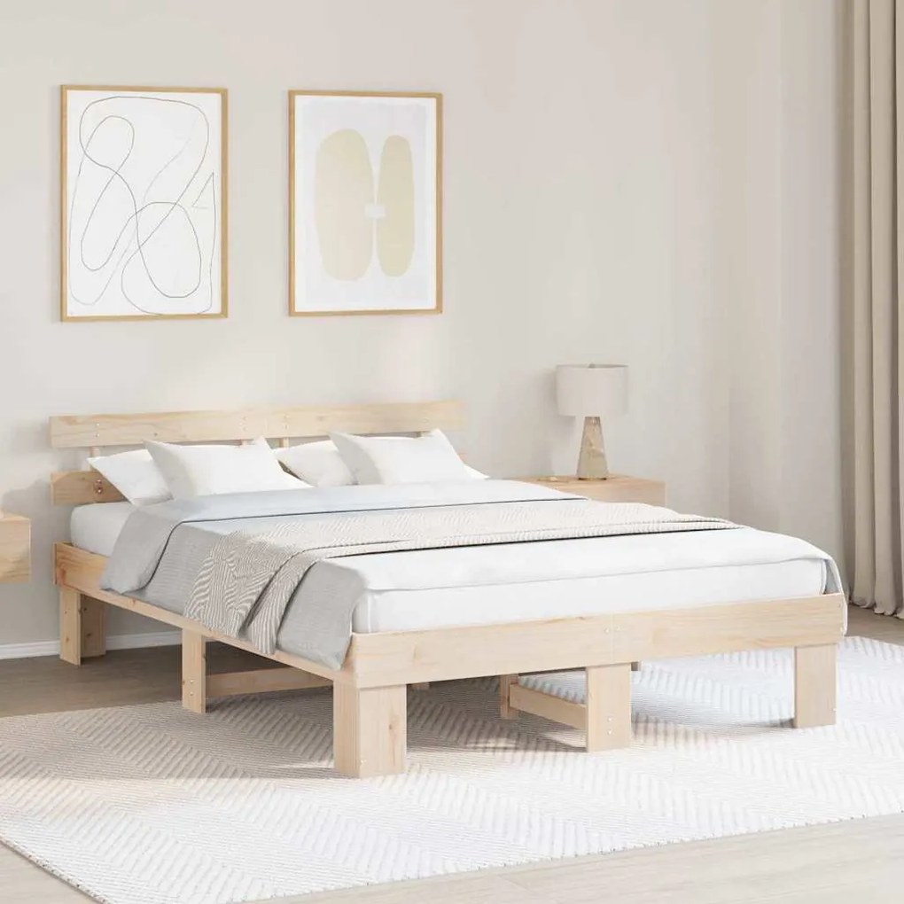 vidaXL Σκελετός Κρεβατιού Καφέ 160 x 200 cm Μασίφ ξύλο πεύκου