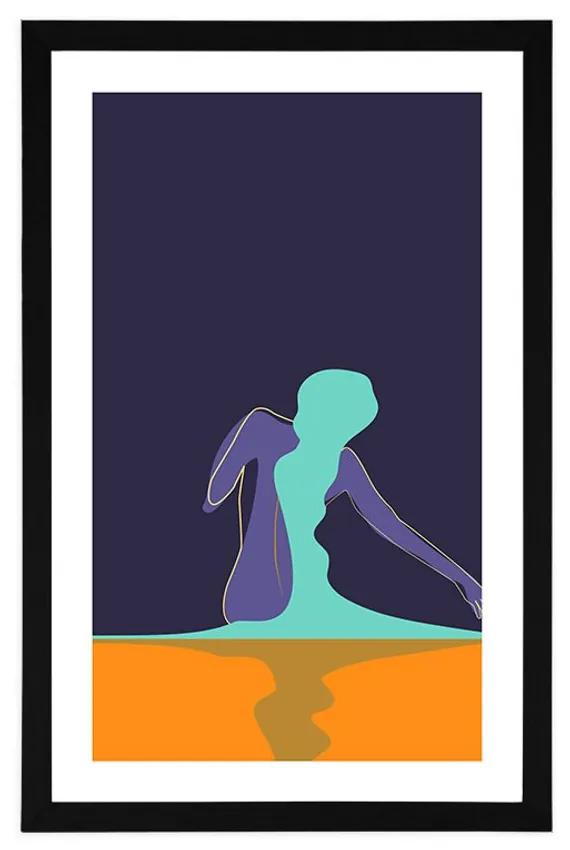 Αφίσα με πασπαρτού Μυστηριώδης Γυναίκα - 20x30 silver