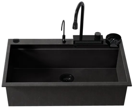 Sanitec Ultra Granite 850 Quartz Multi Ένθετος Γρανιτένιος Νεροχύτης 79Χ50cm Grafite (Black accessories)