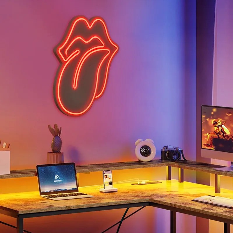 Φωτιστικό LED Neon &quot;Rolling Stones&quot; Megapap χρώμα κόκκινο 36x2x41εκ.