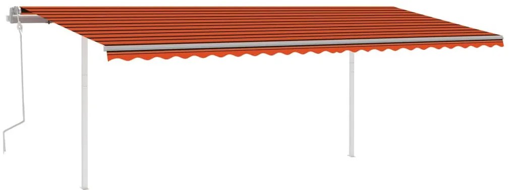 Τέντα Συρόμενη Χειροκίνητη με Στύλους Πορτοκαλί / Καφέ 6x3 μ. - Πολύχρωμο