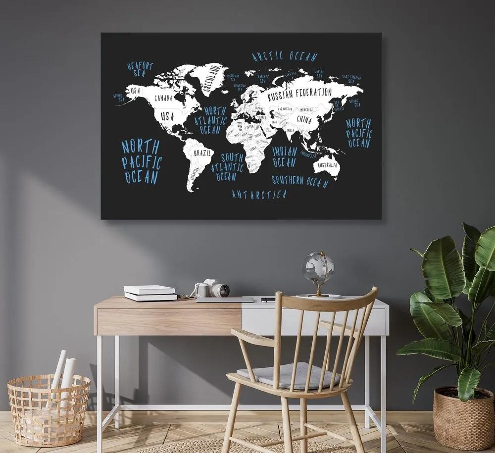 Εικόνα στον παγκόσμιο χάρτη φελλού σε μοντέρνο σχέδιο - 120x80  color mix