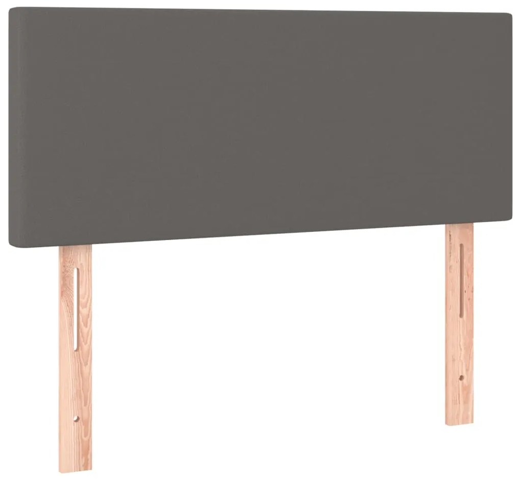 Κρεβάτι Boxspring με Στρώμα Γκρι 90x200 εκ. από Συνθετικό Δέρμα 3127173