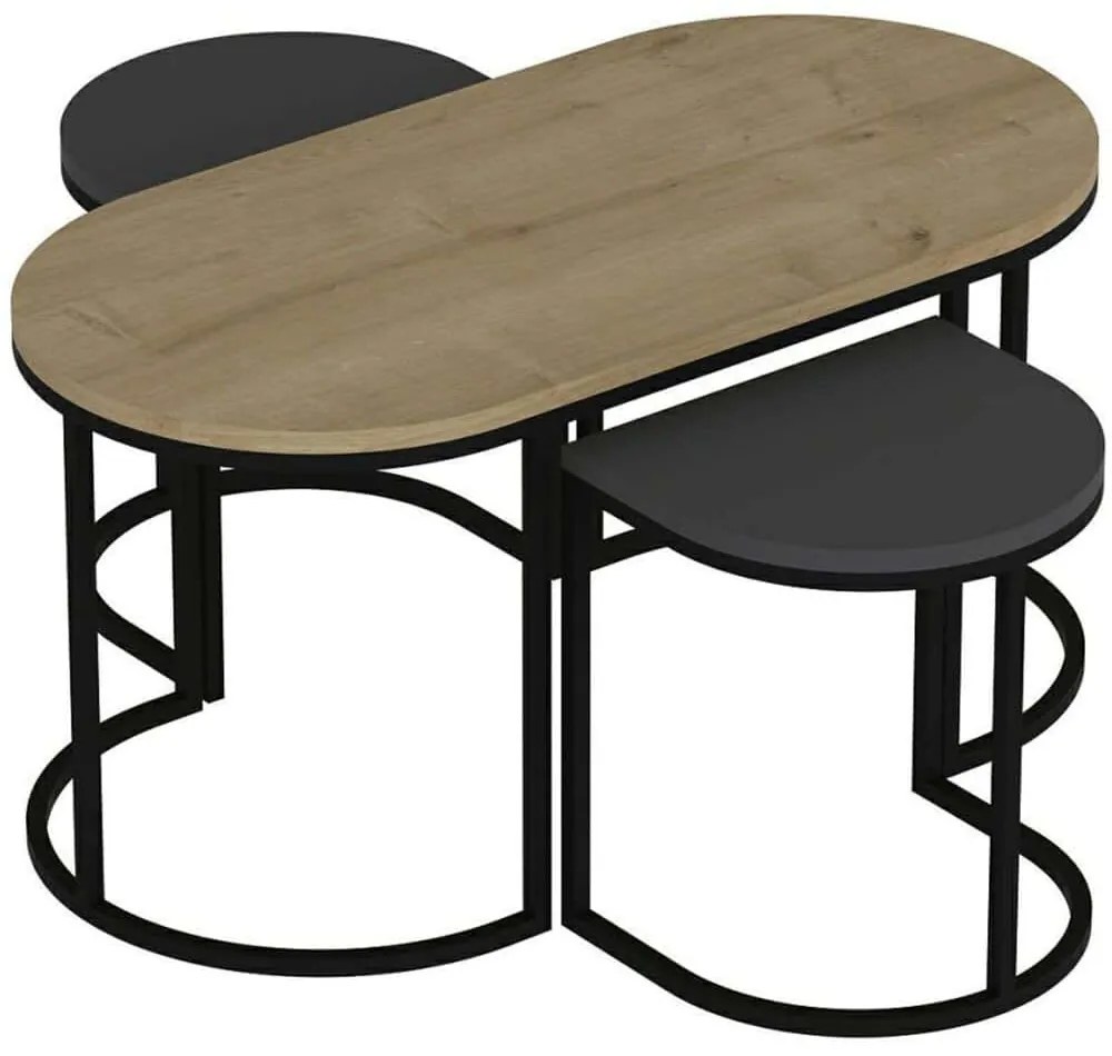 Ζιγκόν Dena (Σετ 3Τμχ) 506MNR1226 90x45x45/35x30x40cm Anthracite-Oak