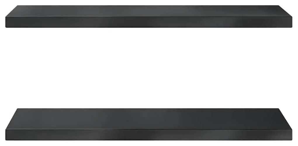 vidaXL Ράφια Τοίχου 2 τεμ. Μαύρο 75x30x3 εκ. Ανοξείδωτο Ατσάλι