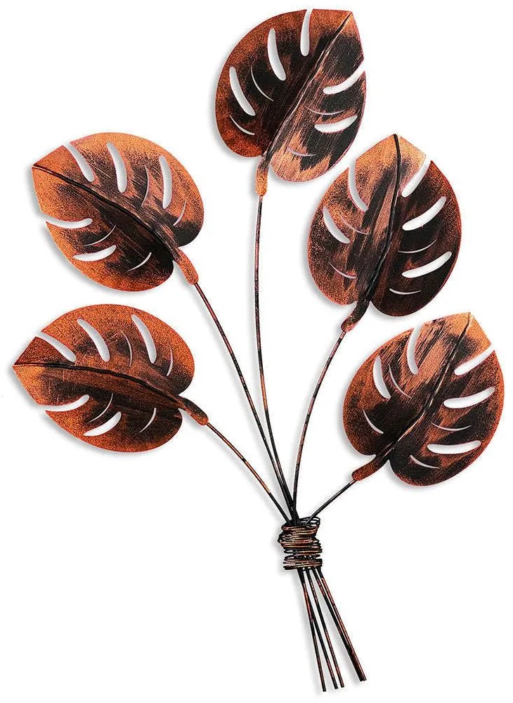 Διακοσμητικό Τοίχου Monstera 930DYU1194 74x94cm Copper Wallity Μέταλλο