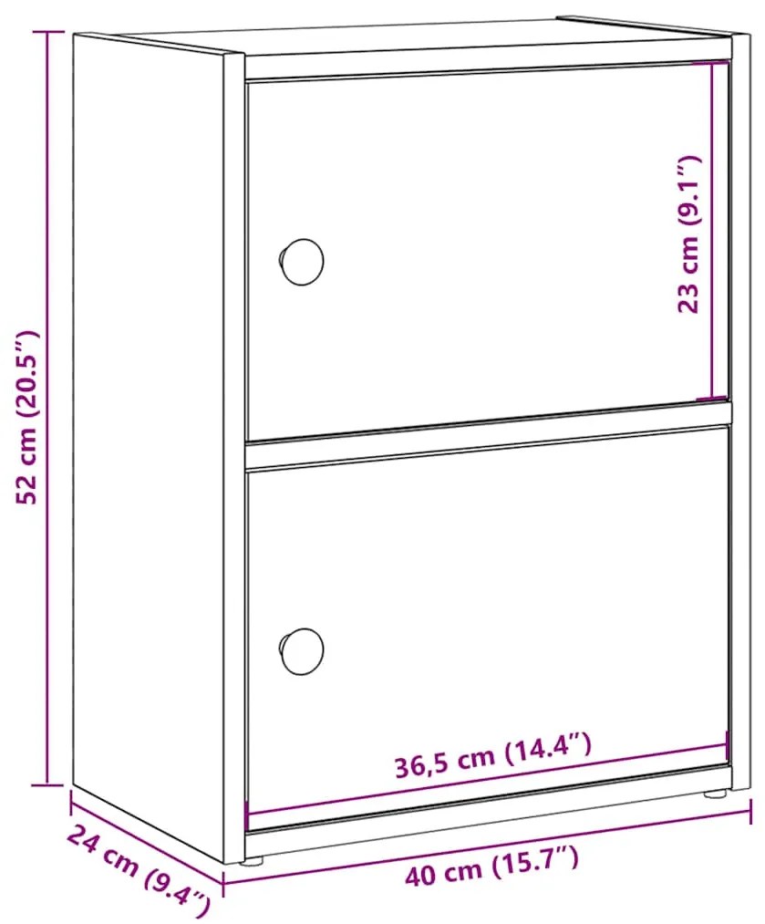 Βιβλιοθήκη Αρτισιανή Δρυς 40x24x52 εκ. Επεξ. Ξύλο - Καφέ