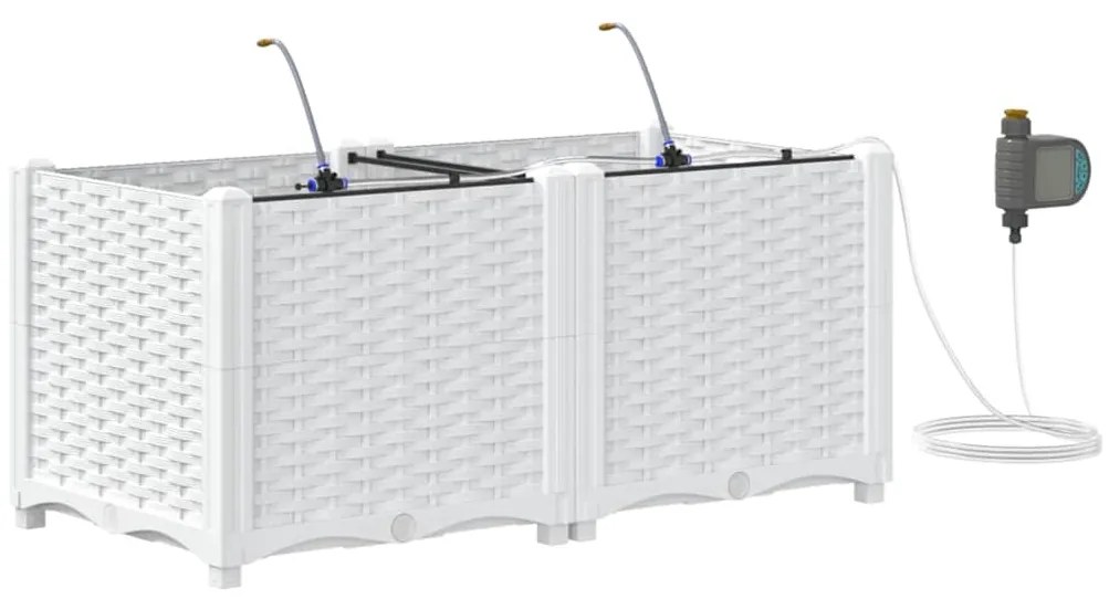vidaXL Ζαρντινιέρες κήπου Λευκό 80 x 40 x 37.5 cm Ατσάλι