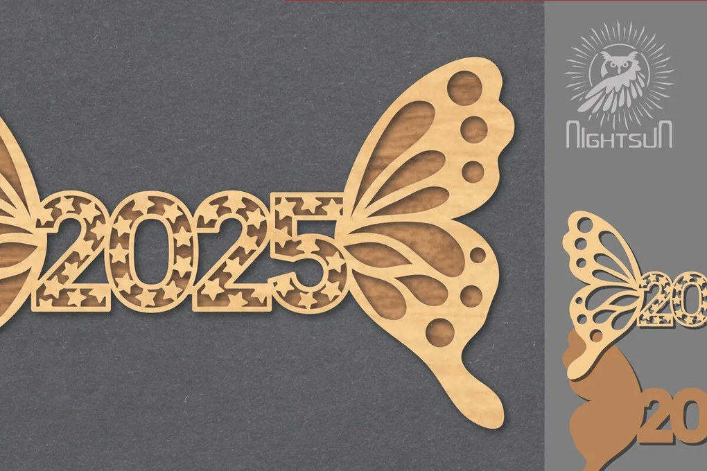 Σετ των 2 Intra απο ξύλο plywood 3mm-4mm πάχος 2025 Διακόσμηση κοπής με πεταλούδα 3 Δίασταση 15x15 cm INTRAFABR-112765592