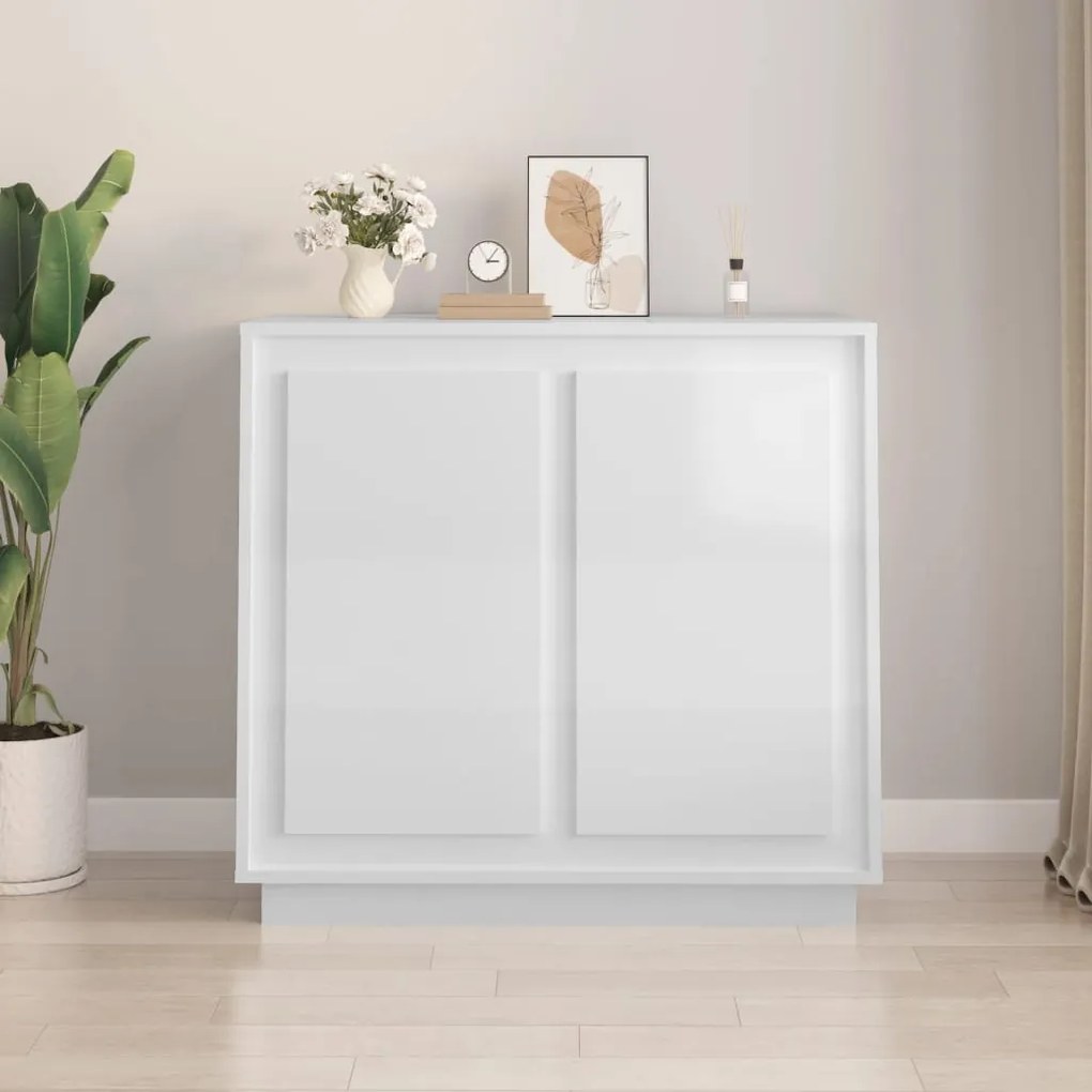 vidaXL Ντουλάπι Γυαλιστερό Λευκό 80x34x75 εκ. από Επεξεργασμένο Ξύλο