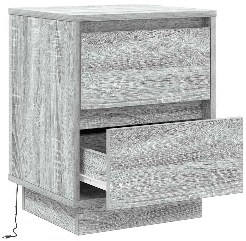 vidaXL Κομοδίνο με συρτάρι Γκρι 39 x 34.5 x 50 εκ. Επεξεργασμένο ξύλο