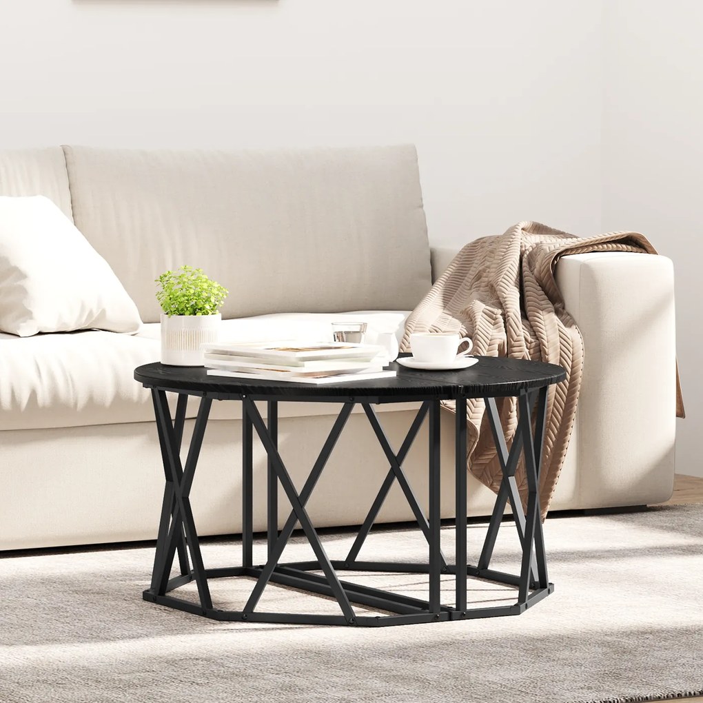 vidaXL Τραπέζι καφέ Μαύρο Δρυς 80x80x42 εκ. από επεξεργασμένο ξύλο