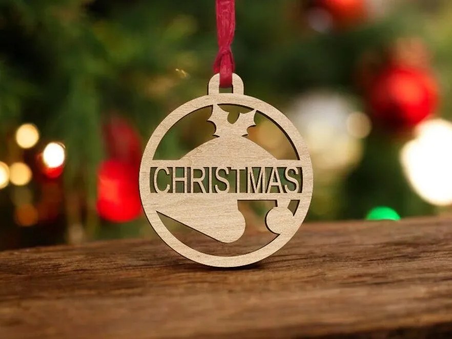 Σετ των 3 Intra απο ξύλο plywood 3mm-4mm πάχος – Εξατομικευμένο μπιχλιμπίδι με καπέλο Santa 40x45 cm INTRAVECTRY-MY545448