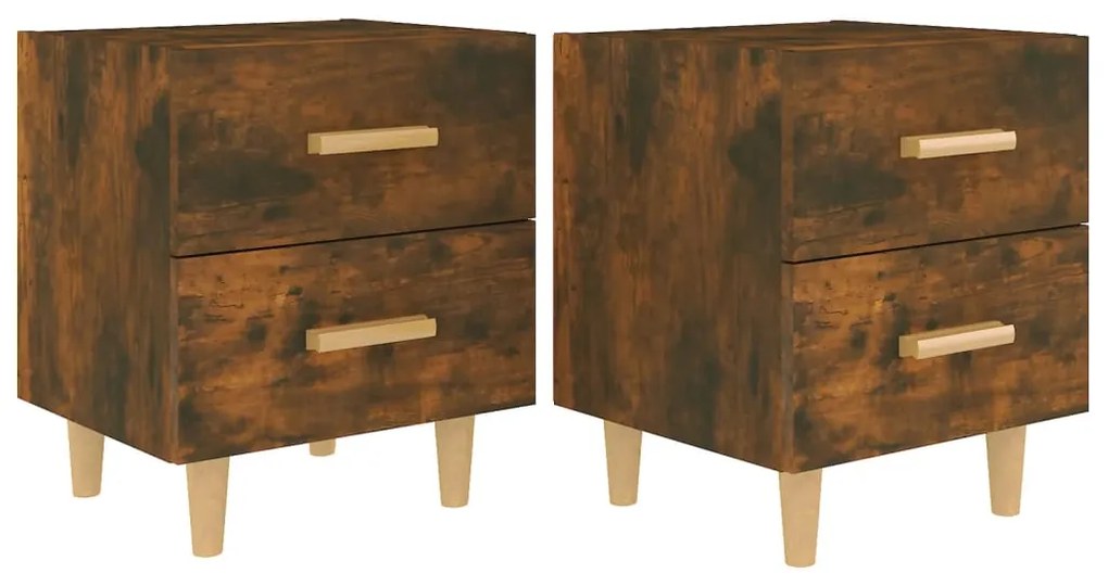 vidaXL Κομοδίνα 2 τεμ. Καπνιστή Δρυς 40 x 35 x 47,5 εκ.