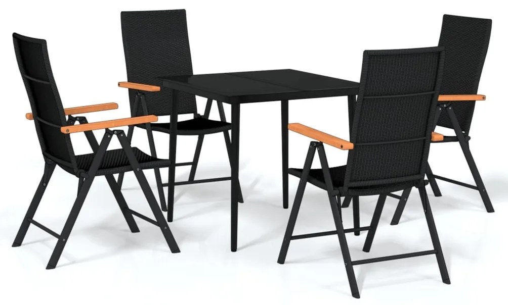 vidaXL Σετ Τραπεζαρίας Κήπου 5 Τεμαχίων Μαύρο