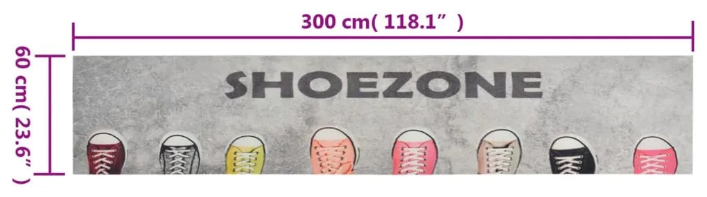 vidaXL Χαλί Κουζίνας Πλενόμενο Επιγραφή Shoezone 60x300 εκ. Βελούδινο