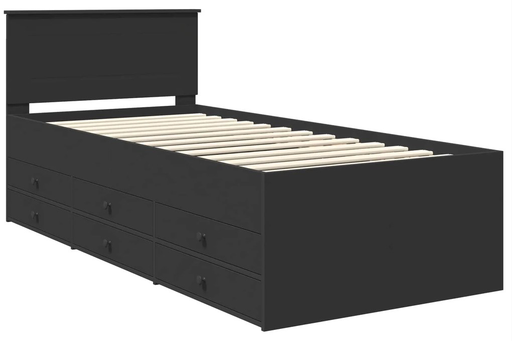 vidaXL Καναπές Κρεβάτι με συρτάρι Μαύρο 90 x 190 cm Επεξεργασμένο ξύλο