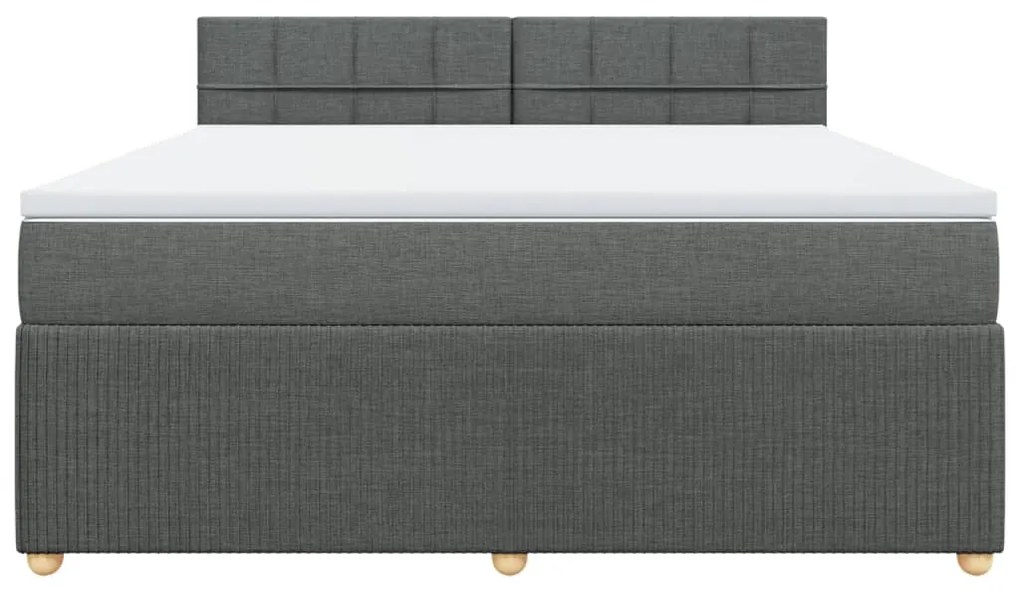 Κρεβάτι Boxspring με Στρώμα Σκούρο Γκρι 180x200 εκ Υφασμάτιν - Γκρι