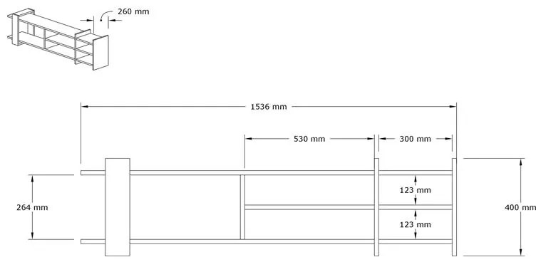 Έπιπλο τηλεόρασης Rinia oak - ανθρακί 153,60x26x40 εκ. 153.6x26x40 εκ.