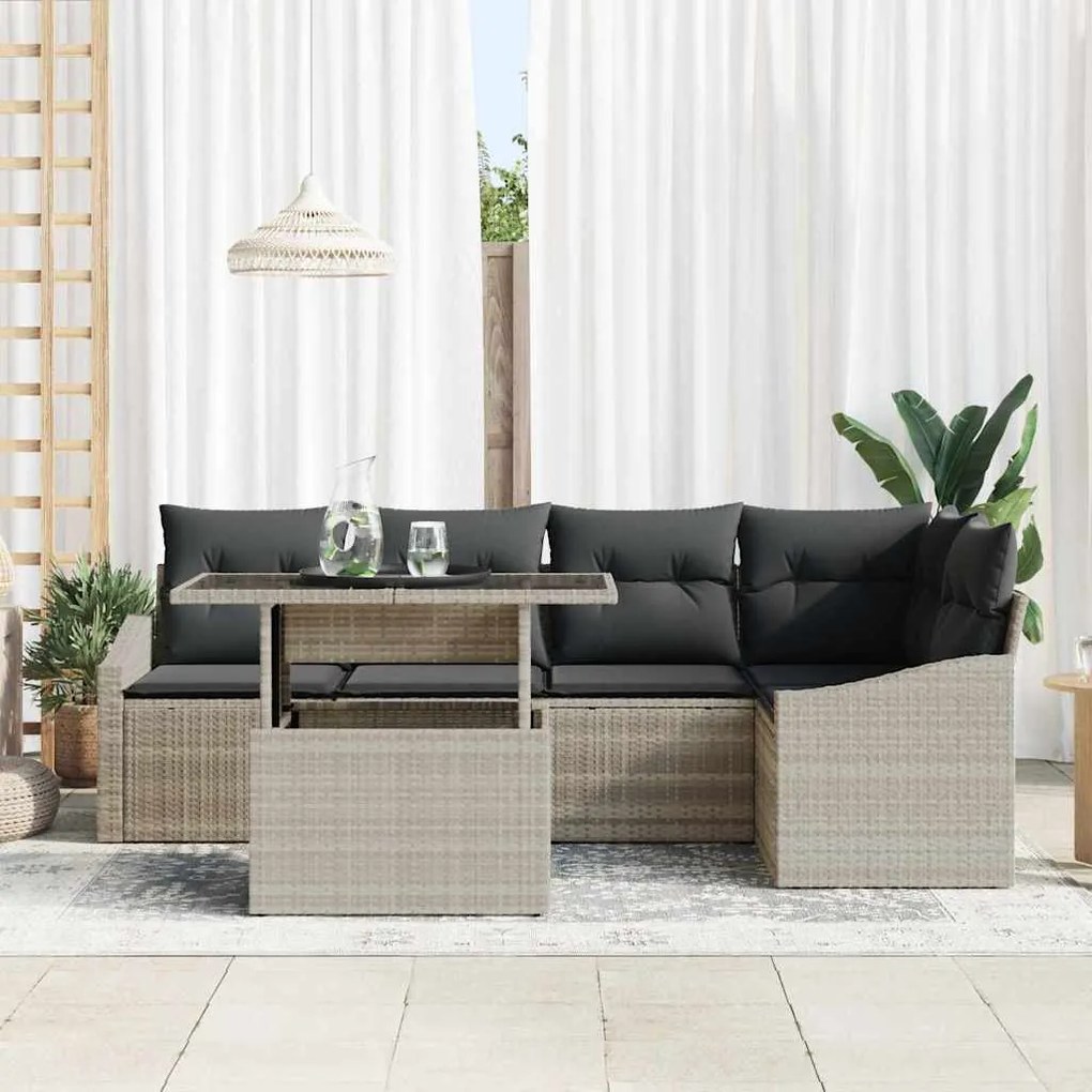 vidaXL Σετ Καναπέ Κήπου 6 pcs Μπεζ Σκούρο Γκρι 100 x 55 x 73 εκ.