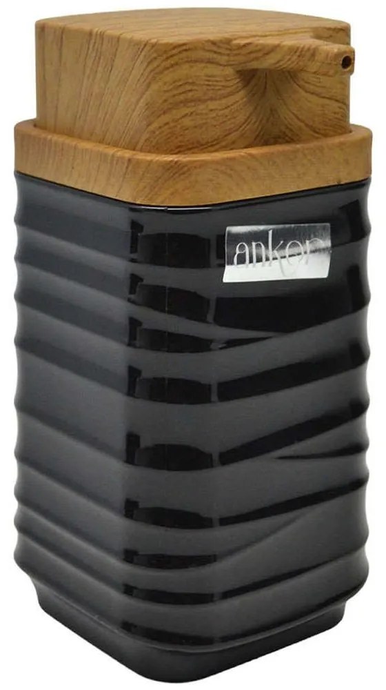 Δοχείο Κρεμοσάπουνου Luna 830176 7x7x14,5cm Black-Natural Ankor Plastic