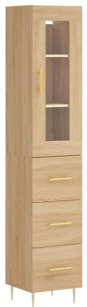 vidaXL Μπουφές Sonoma δρυς 34,5 x 34 x 180 εκ. από Επεξεργασμένο Ξύλο