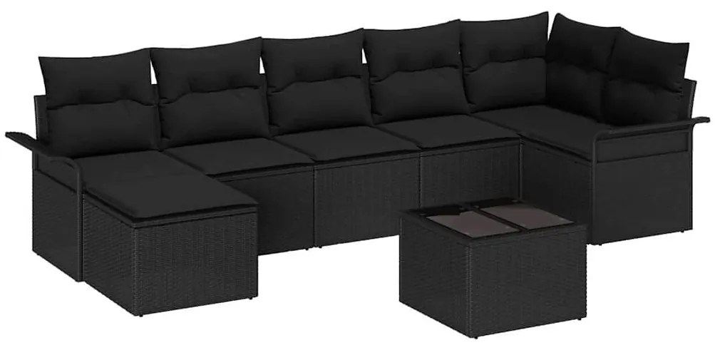 vidaXL Σετ Καναπέ Κήπου με μαξιλάρι 8 pcs Μαύρο Πολυ ράταν