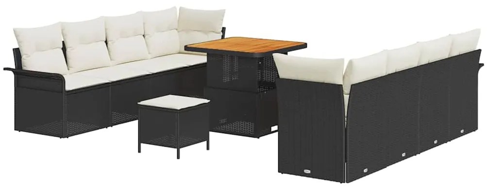 vidaXL Σετ Καναπέ Κήπου Ρυθμιζόμενο ύψος 11 pcs Μαύρο συνθετικό ρατάν