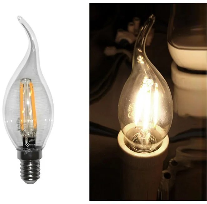 Adeleq Led Λάμπα Cog Κεράκι Διάφανο Με Μύτη Ε14 4W 230V Θερμό 13-14014002