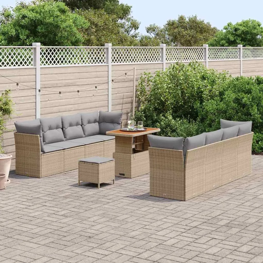 vidaXL Σετ Καναπέ Κήπου 11 pcs μπεζ και ανοιχτό γκρι 90 x 55 x 71 cm