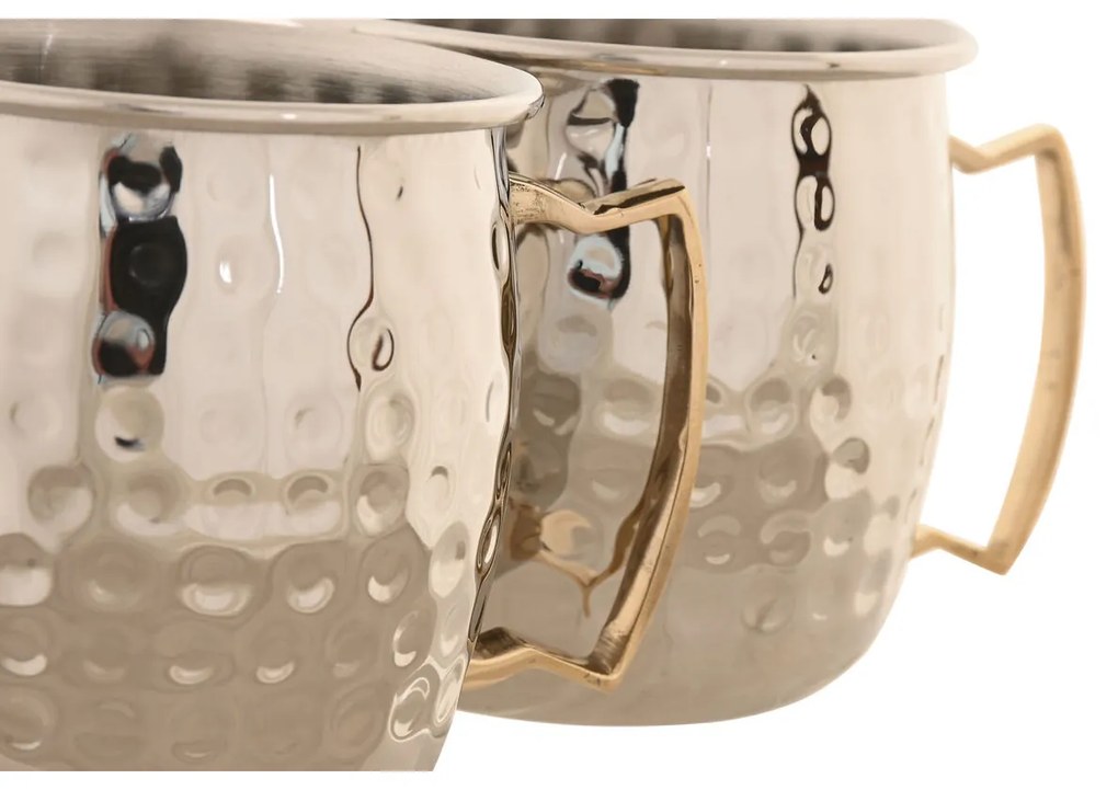 Σετ 2 Κούπες Φλιτζάνια Home ESPRIT Χρυσό Ασημί Loft 480 ml (x2)