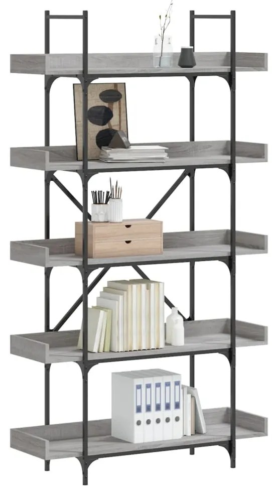 vidaXL Βιβλιοθήκη 5 Επιπέδων Γκρι Sonoma 100x33x180,5εκ. Επεξεργ. Ξύλο