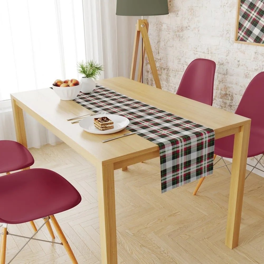 Τραβέρσα Αλέκιαστη Tartan 493 Red-Green DimCol 40Χ180 40x180cm Βαμβάκι-Πολυέστερ