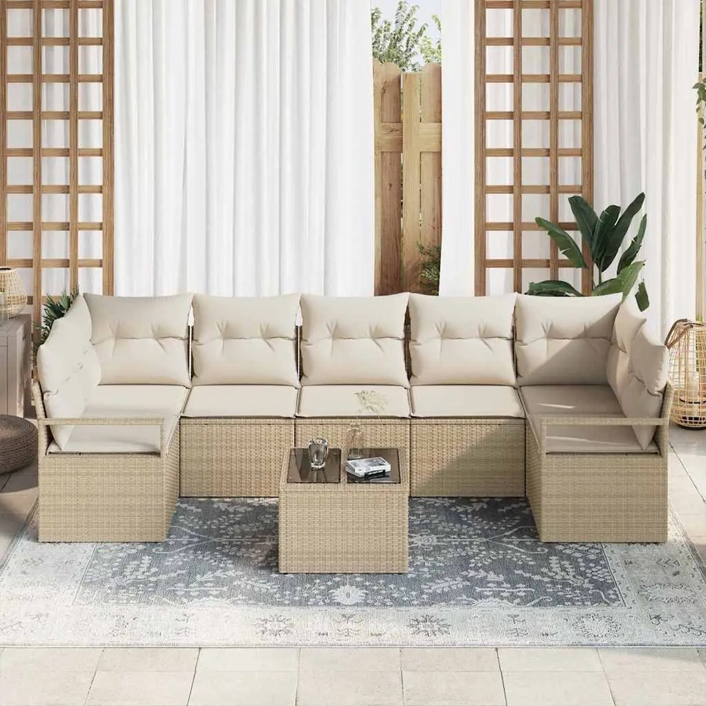 vidaXL Σετ Καναπέ Κήπου 8 pcs Μπεζ, Κρέμα 55 x 55 x 37 εκ