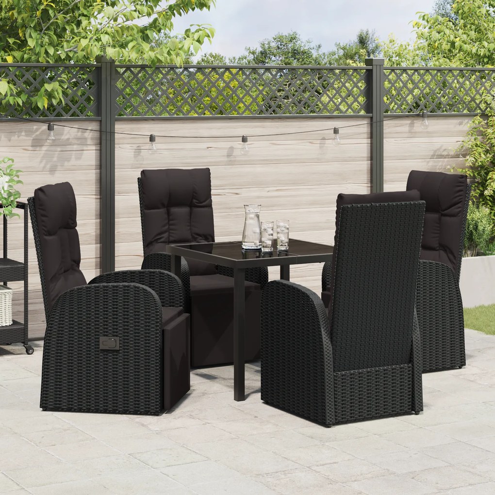 vidaXL Ανακλινόμενες Καρέκλες Κήπου 5 pcs Μαύρο 80 x 80 x 73 εκ