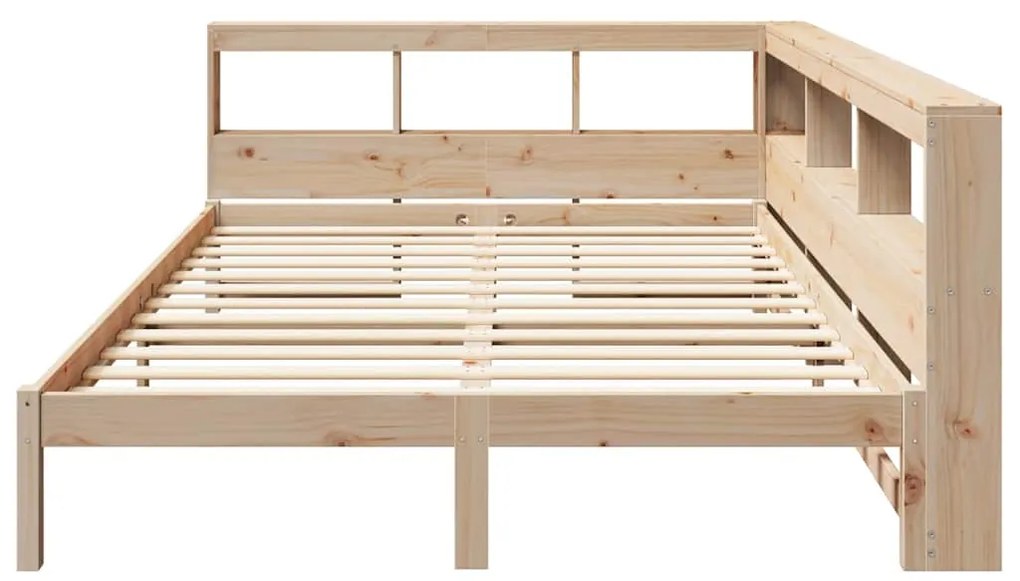 vidaXL Κρεβάτι Βιβλιοθήκη Χωρίς Στρώμα 140x190 εκ Μασίφ Ξύλο Πεύκου