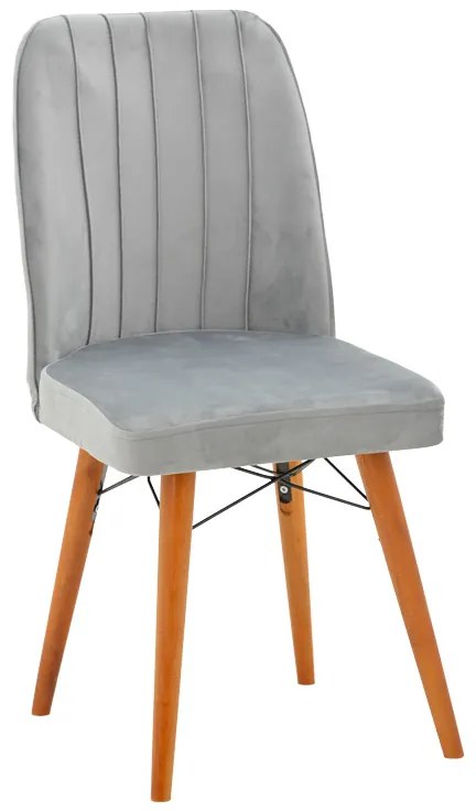 Καρέκλα Vespera I pakoworld βελούδο γκρι-καρυδί πόδι