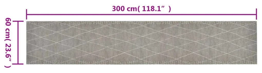 vidaXL Χαλί Κουζίνας Πλενόμενο Σχέδιο Ρόμβοι 60 x 300 εκ. Βελούδινο