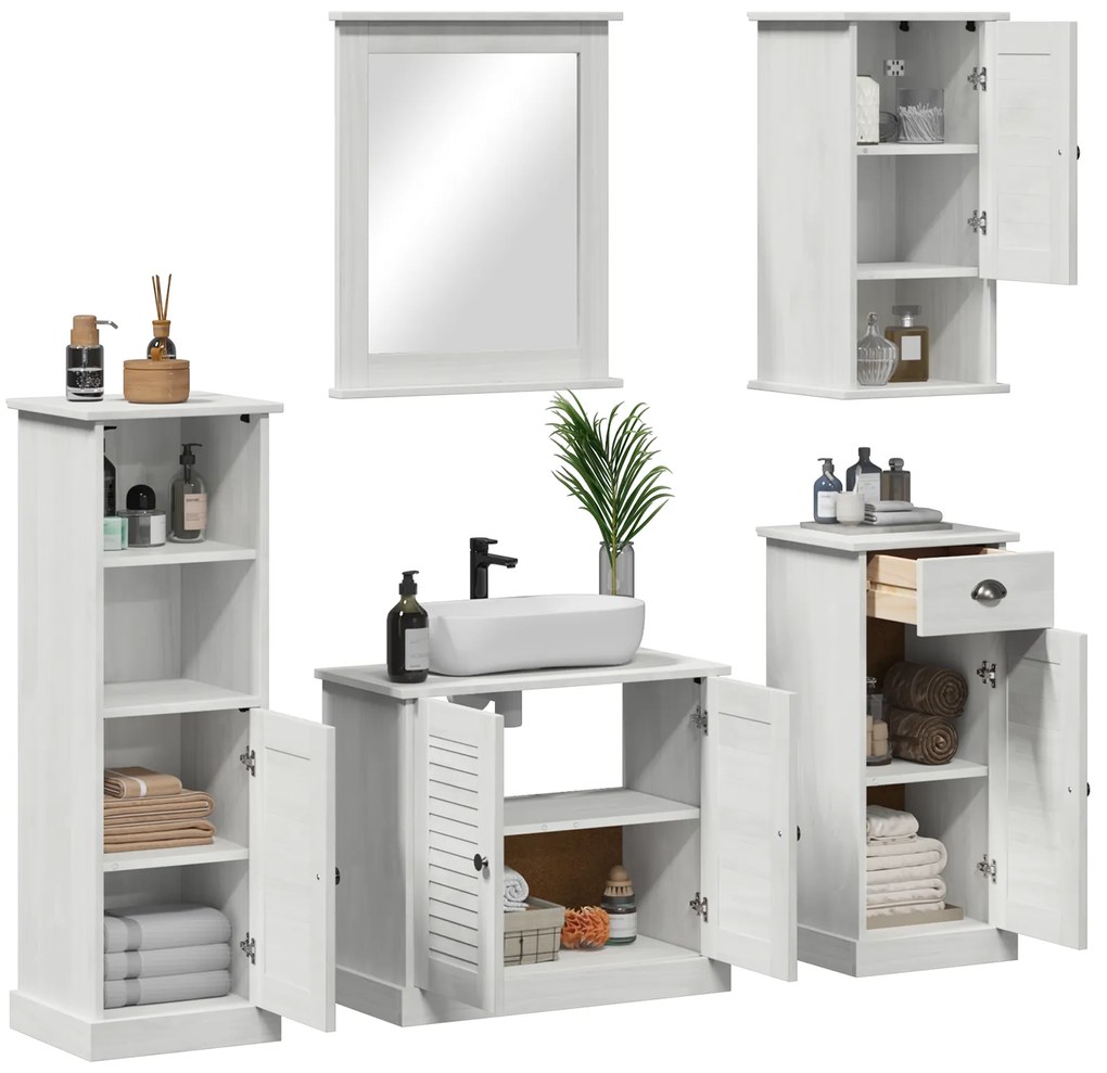 vidaXL Σετ Επίπλων Μπάνιου 5 pcs Λευκό αντικέ 37 x 34 x 110 εκ