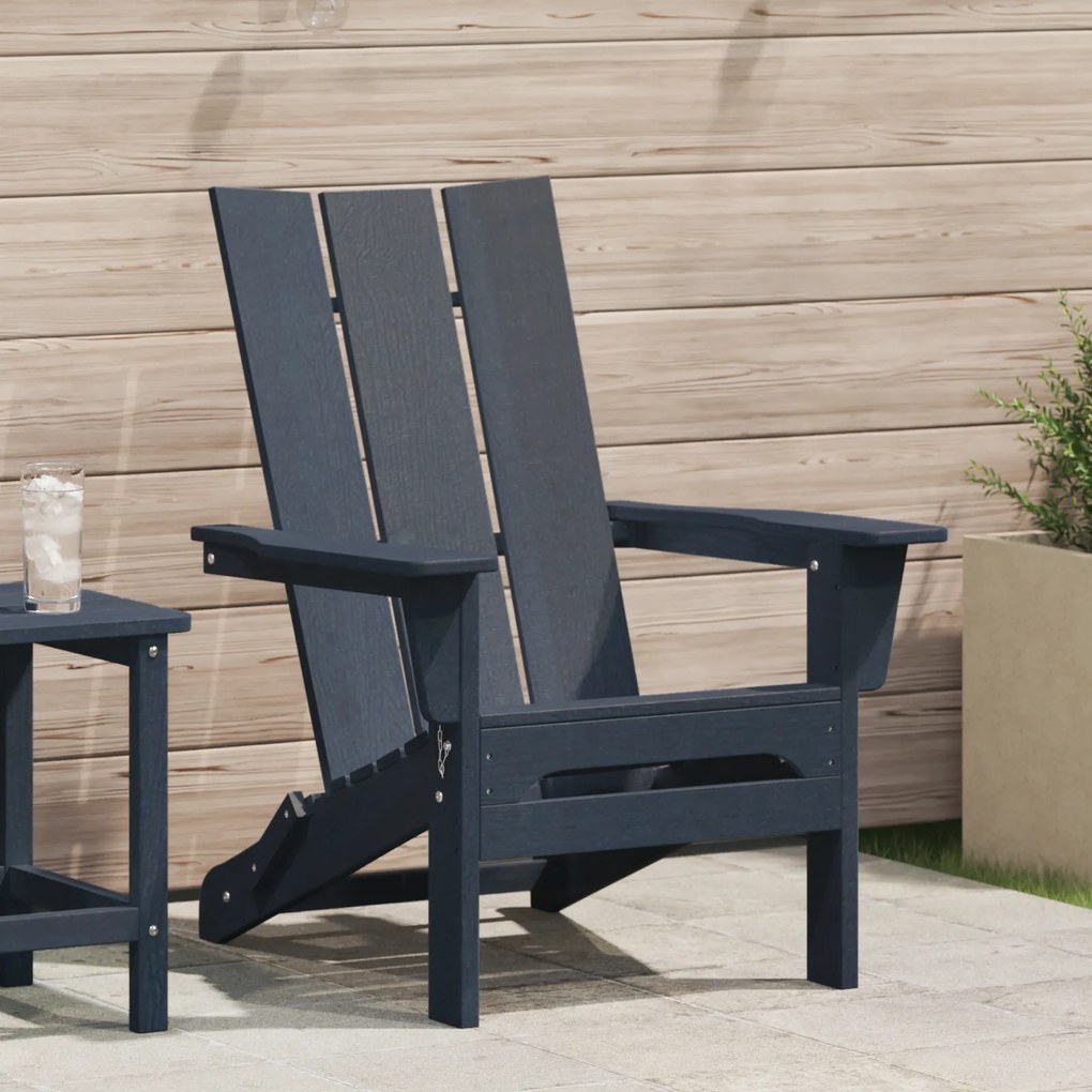vidaXL Folding Adirondack Chair Ναυτικό Μπλε 74.5x80.5x90 εκ. HDPE