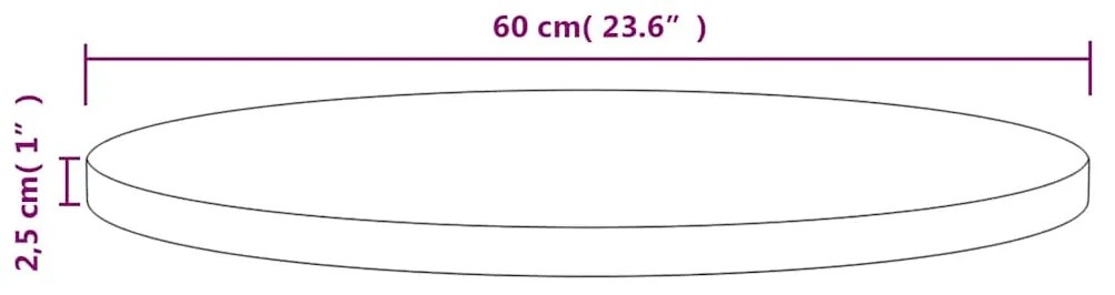 vidaXL Επιφάνεια Τραπεζιού Λευκή Ø60x2,5 εκ. από Μασίφ Ξύλο Πεύκου