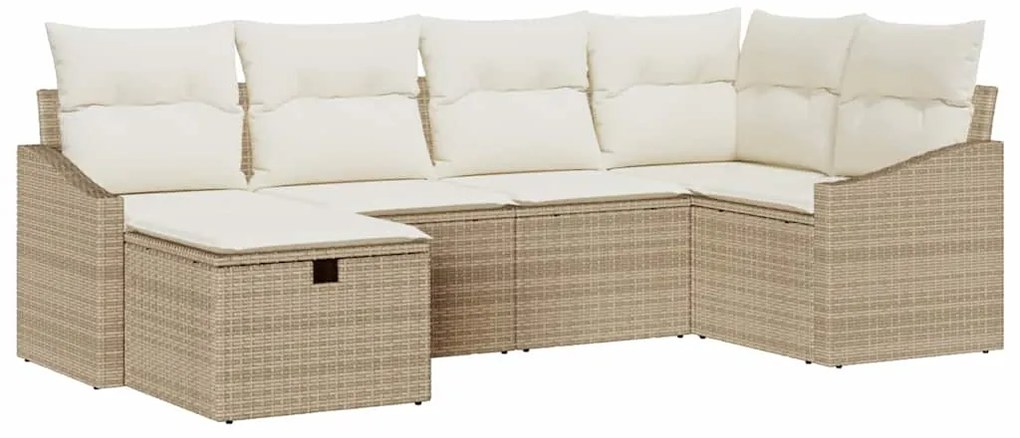 vidaXL Σετ Καναπέ με μαξιλάρι Μπεζ και Κρέμα συνθετικό ρατάν