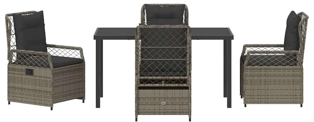 vidaXL Σέτ φαγητού για κήπο 5 pcs Γκρι συνθετικό ρατάν