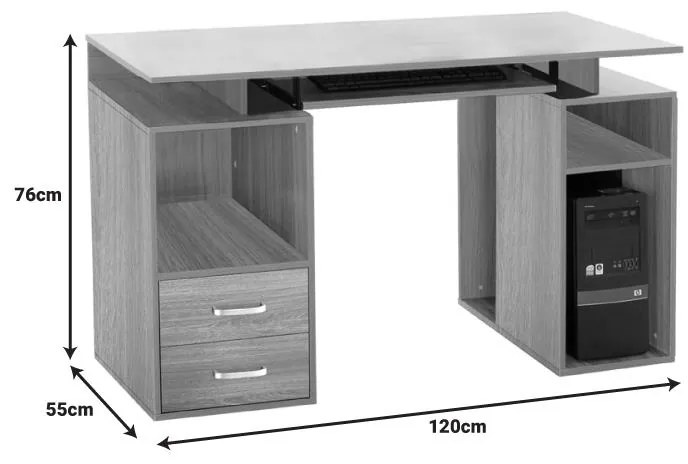 Γραφείο υπολογιστή Liberion σε απόχρωση sonoma 120x55x76εκ