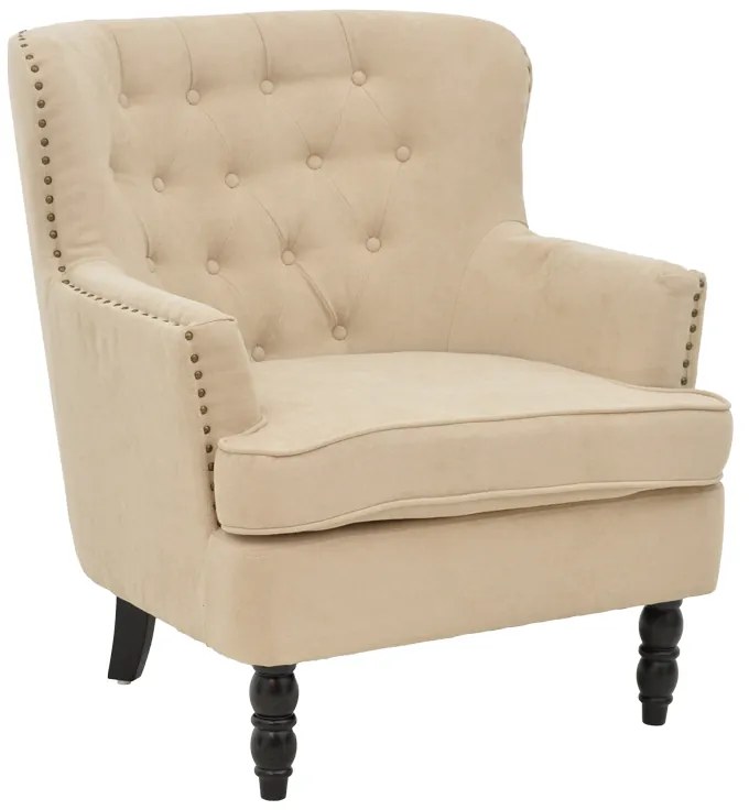 Intrahome Πολυθρόνα Keisi Intrahome μπεζ ύφασμα-πόδι rubberwood σε μαύρη απόχρωση 81.5x84x92.5εκ | SKU: INTRAPA-366111168