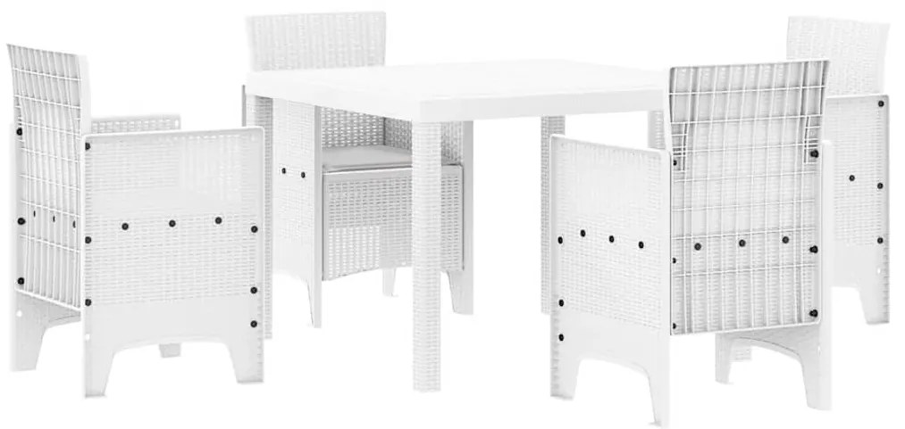 vidaXL Σέτ φαγητού για κήπο 5 pcs Λευκό Rattan Polt